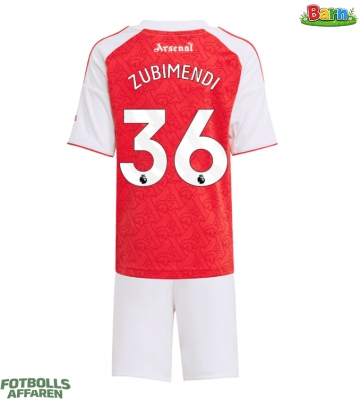 Arsenal Martin Zubimendi #36 Hemmaställ Barn 2025-26 Kortärmad (+ Korta byxor)